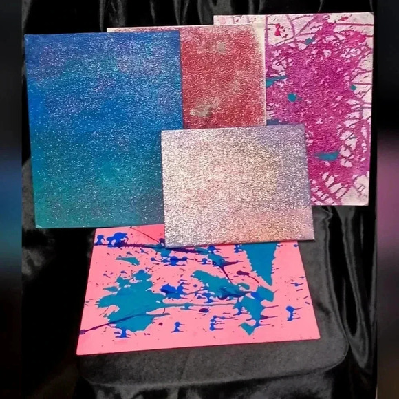 Mixed canvas art collection handmade collection of five all 11x14 or 8x10 - Picture 1 of 3